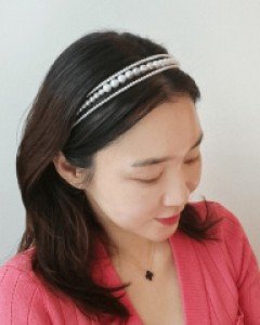 H-1195 소녀 왕진주 머리띠 헤어밴드