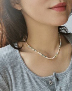 CN2202 파스텔 비즈 8mm 담수 진주 데일리 목걸이