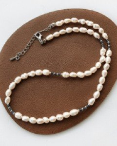 CN2203 블랙 캣츠아이 담수 진주 데일리 목걸이