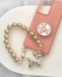 PA109 블링반짝푸들강아지골드실버볼핸드폰고리줄폰스트랩