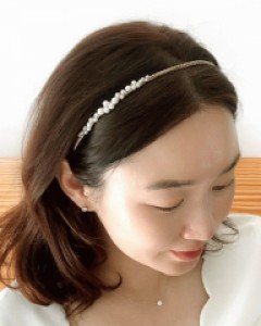 H-1242 언발란스 진주 메탈 머리띠 데일리 헤어밴드