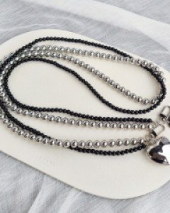 PA110 스마일 진주하트 롱체인 핸드폰 스트랩 폰줄 크로스백 롱끈