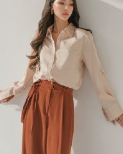 B2769 렌보 새틴 카라 블라우스