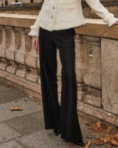 P9065 멜리 울 비비드 핀턱 와이드 맥시 슬랙스