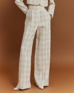 P9132 보네 울 트위드 프린지 와이드 롱 팬츠