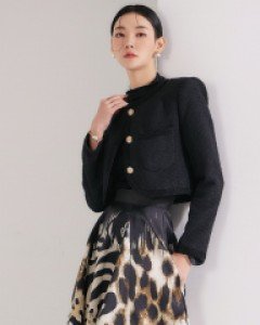 J1770 베르 트위드 볼레로 크롭 자켓