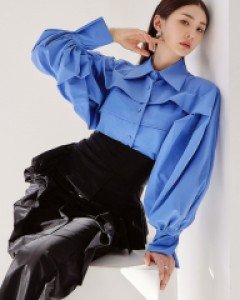 S9019 로리에 프론트 핀턱 볼륨 셔츠