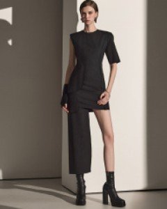 D9410 레이 언발 슬리브 슬림 미니 원피스