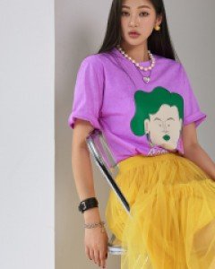E2967 유티 비비드 프린팅 하프 탑