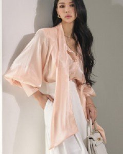 B2805 루빈 시스루 스트랩 오간자 블라우스