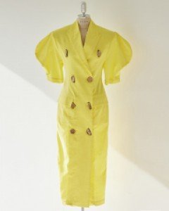 D9331 론 슬림 퍼프 더블 자켓 미디 원피스