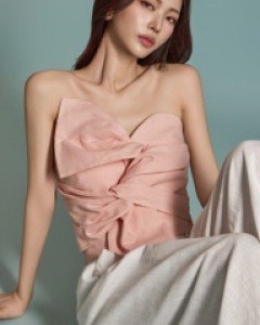 B9157 꼬임 튜브탑 블라우스