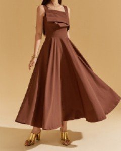 D9445 래커 게더 핀턱 플레어 롱 원피스