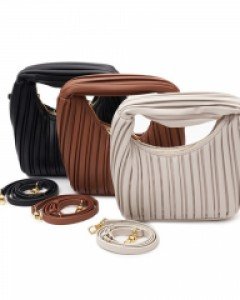 A-1517 테린 리얼 레더 스퀘어 플리츠 미니 토트백(크로스끈SET)