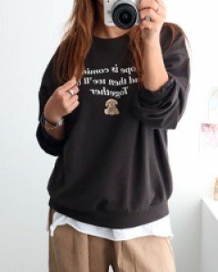여성 커밍 긴팔 가을 레터링 프린트 미시 캐주얼 라운드 면 맨투맨 티 티셔츠