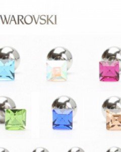 바빌 스와로브스키 스톤 사각 피어싱 (pe144)