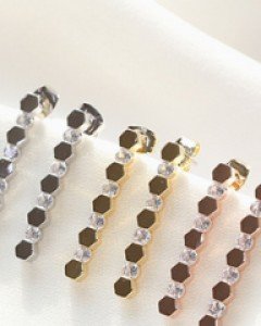 페히튼 큐빅 은침 귀걸이 (er2526)