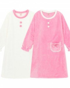 MP18126 쁘띠쁘랑 모닝스타 국산 양면 극세사 융 기모 밍크 수면 겨울 긴팔 여자 긴팔 원피스 홈웨어 실내복 잠옷