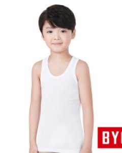 BYE3400 BYC 베이직 쾌적한 후라이스 순면 골지 민소매 조끼 남 아동 런닝 속옷 주니어