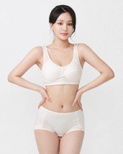 LB1381S 럭센스 국산 B컵 쿨 냉감 인견 메쉬 노와이어 홑겹 런닝형 브라 브라렛 브라탑 맥시 삼각 팬티 세트