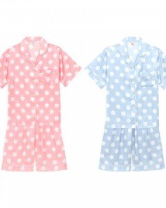 GD03862 모닝스타 쁘띠쁘랑 샤무즈 빅도트 여자 여름 반팔 잠옷 상하 세트