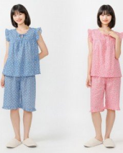 UD05875 쁘띠쁘랑 이지웨어 홈웨어 여성 민소매 5부 잠옷 상하 세트