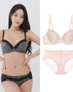 PBR7099S 판도라by비비안 A B C D E 컵 와이어 몰드 브라 노라인 미디 삼각 헴팬티 세트