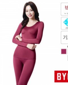 [100] BYQ0209/10/11 BYC 하모니 기모 여 상하 5호 폴리 스판 여성 U넥 긴팔 9부 내의 내복 세트