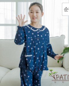 [65] PTO3004W 파티오 엠마 순면 여아동 긴팔 9부 잠옷 홈웨어 상하 세트