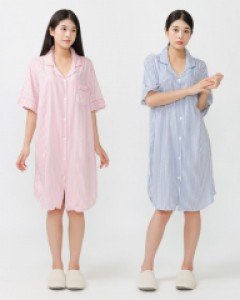 [블루] GC13123 쁘띠쁘랑 레이온 여자 여름 반팔 셔츠형 원피스 잠옷 홈웨어