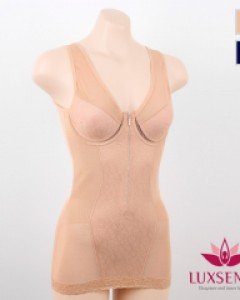 [네이비 80B/95B] LS5067 럭센스 보정 파워넷 이중 덧댐 홑겹 와이어 앞지퍼 레이스 여자 B컵 치마 올인원 바디쉐이퍼