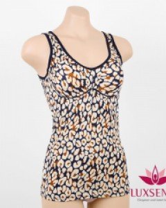 LU3020 럭센스 스판 나염 여자 노와이어 몰드 민소매 B컵 브라 런닝