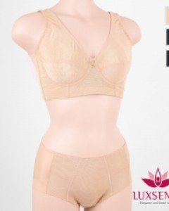 LB1085S 럭센스 유기농 순면 패드 주머니 여자 기능성 파워넷 와이어 홑겹 B컵 브라 노라인 맥시 삼각 팬티 세트