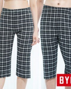 [90/95] BWT9681 BYC 면주름 7부 유니섹스 파자마 순면 리플 시어서커 남녀 공용 체크 잠옷 바지