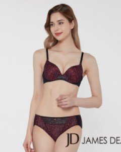 [75A/75B/75C/80C] JHWSX121 제임스딘 포일 나염 여자 풀컵 와이어 몰드 브라 A~C컵 노라인 미디 삼각 팬티 세트