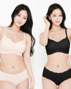 GB5168S 고아라 무봉제 심리스 프리커팅 퓨징 노와이어 타공 패드 브라 노라인 맥시 삼각 팬티 세트