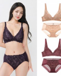 JBR8012S 비너스 레이스 커버 몰드 노와이어 A~C컵 풀컵 브라 노라인 부인용 롱맥시 헴팬티 세트
