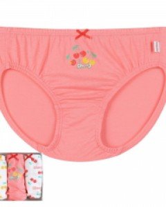 [65호] 뎀뎀 러브체리 면 모달 브리프 텐셀 여아동 삼각 팬티 3매입 세트