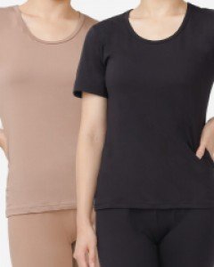 GR9692 고아라 미세 기모 여자 겨울 반팔 내복 내의 상의