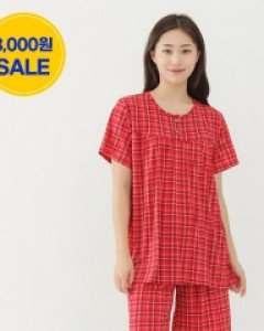 [쿨쿨웨어] WES5008-3 쿨 냉감 여자 5부 반팔 여름 홈웨어 잠옷 상하 세트