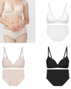 EBR010S AB컵 A컵 B컵 CD컵 무봉제 퓨징 심리스 프리커팅 노와이어 저중심 몰드 브라 누디 여자 미디 맥시 삼각 팬티 세트