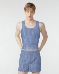 [105] JHTSY833 제임스딘 국산 순면 면실크 남자 민소매 나시 런닝 트렁크 사각 팬티 세트