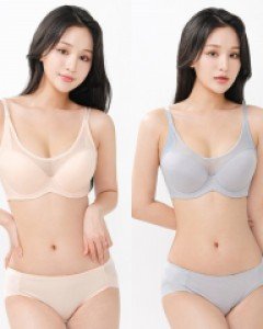 PBR7144S 판도라by비비안 C D E 컵 미모필 와이어 풀컵 몰드 빅사이즈 브라 노라인 미디 팬티 세트