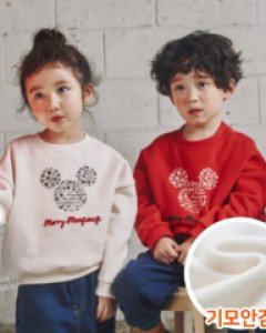 [가족긴팔티&패밀리룩]기모 눈꽃마우스 아동 맨투맨 20D04