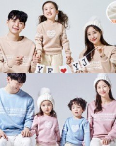 [가족긴팔티&패밀리룩]기모 니트하트 패밀리 맨투맨 20D06