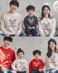 [가족긴팔티&패밀리룩]기모 눈꽃마우스 패밀리 맨투맨 20D04