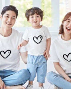 [가족반팔티&패밀리룩]패밀리 하트하트 반팔 19B07/패밀리룩,가족티