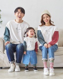 [가족긴팔티&패밀리룩]패밀리 배색러브 맨투맨 긴팔 19C02