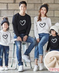 [가족맨투맨&남녀공용]기모 하트하트 패밀리 긴팔_18D01