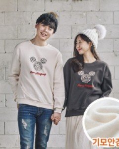 기모 눈꽃마우스 맨투맨 남녀공용 20D04A/ 패밀리룩,가족사진의상 -